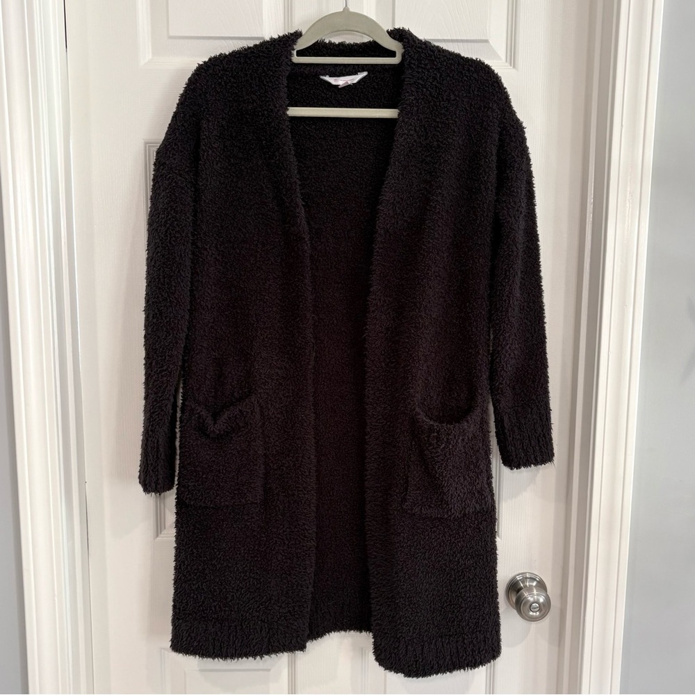 No Boundaries Black Comfy Blanket Open-Front Cardigan Pockets Juniors Size M 7/9